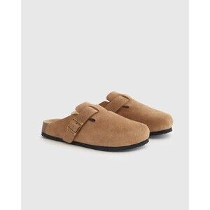 Quince 7 Water Repellant Suede Clog Mule Pecan Tan Womens Slide Sandal NIB